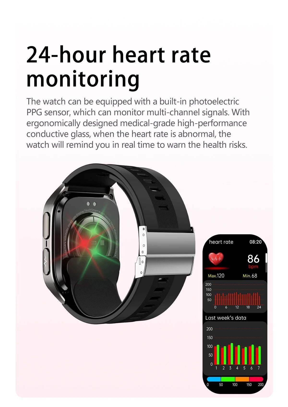 New Air Pump Airbag True Blood Pressure Health Measure Smart Watches Men Micro Physical Examination Fitness Sport SmartWatch NFC