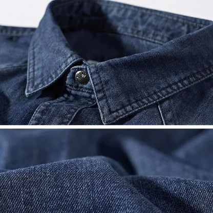 2024 Spring Men's Denim Jeans Shirts Long Sleeve 100% Cotton Single-Breasted Shirts Handsome Hombre Casual Jean Shirt Tops Men
