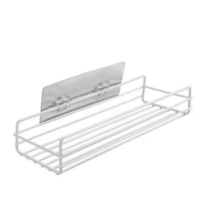 Prateleira de banheiro de ferro forjado estilo japonês, rack de armazenamento de gel de banho montado na parede, suporte de higiene pessoal sem furos para toalete