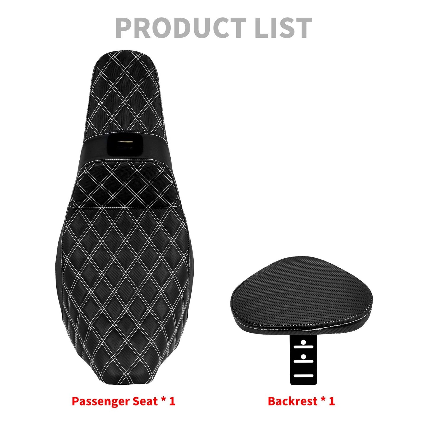 Almofada de Assento Duplo Dianteiro para Piloto Traseiro para Passageiro de Moto com Encosto para Harley Touring Road King FLTRX FLHTK Ultra 09-2023