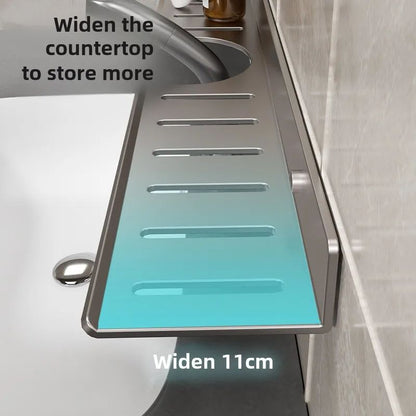 Toilet faucet storage rack, toilet sink, washbasin, wall mounted non perforated mirror front bathroom rack