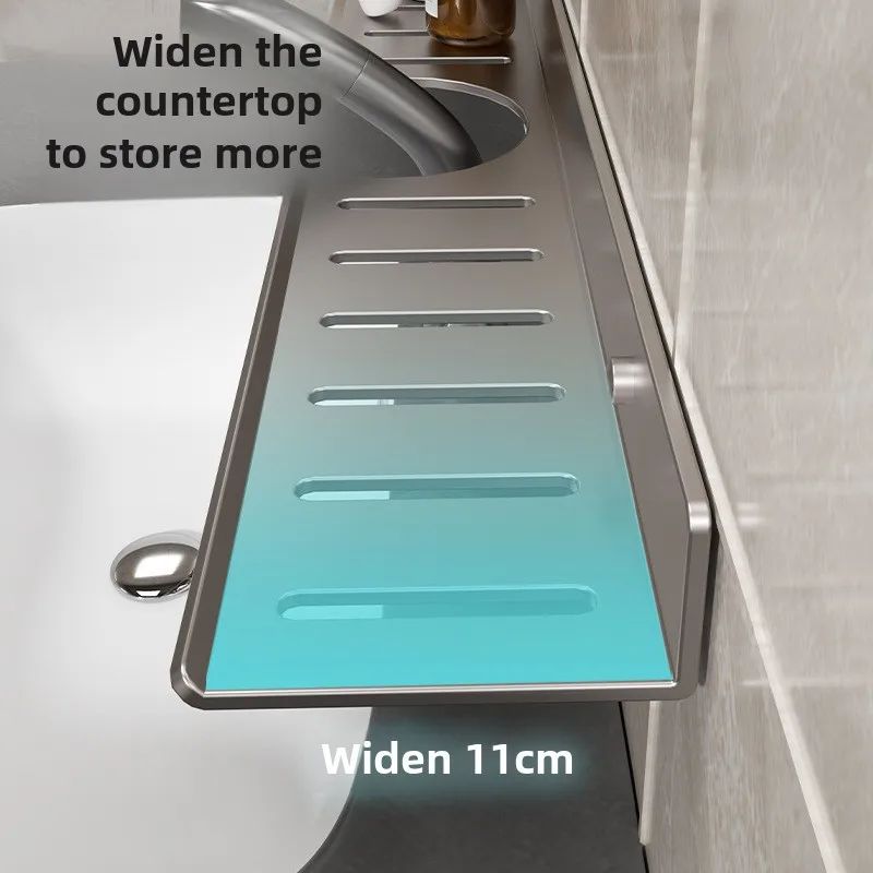 Toilet faucet storage rack, toilet sink, washbasin, wall mounted non perforated mirror front bathroom rack