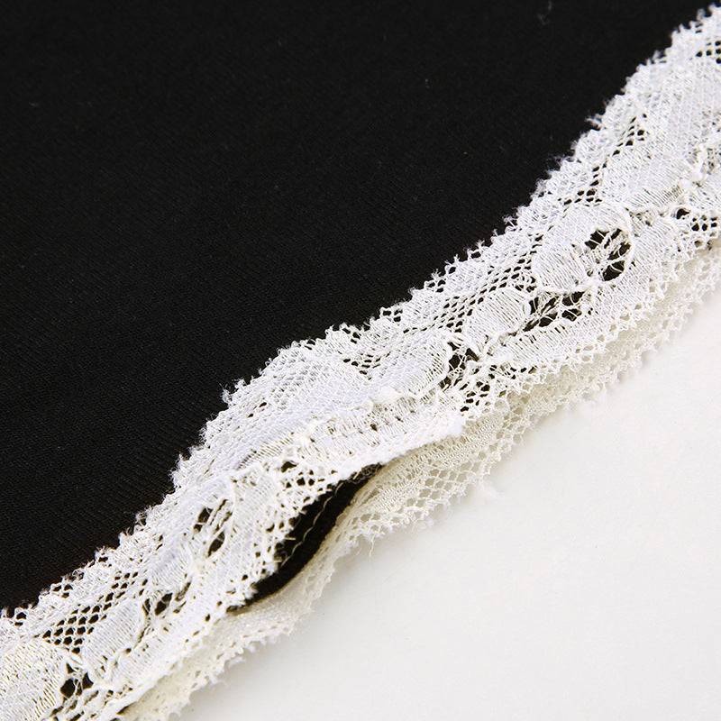 Women Spring Autumn Tops Lace Trim Square Neck Long Sleeve Slim Fit Blouse Gothic Grunge Shirts Y2K Aesthetic Kawaii Clothes