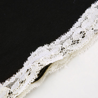 Women Spring Autumn Tops Lace Trim Square Neck Long Sleeve Slim Fit Blouse Gothic Grunge Shirts Y2K Aesthetic Kawaii Clothes