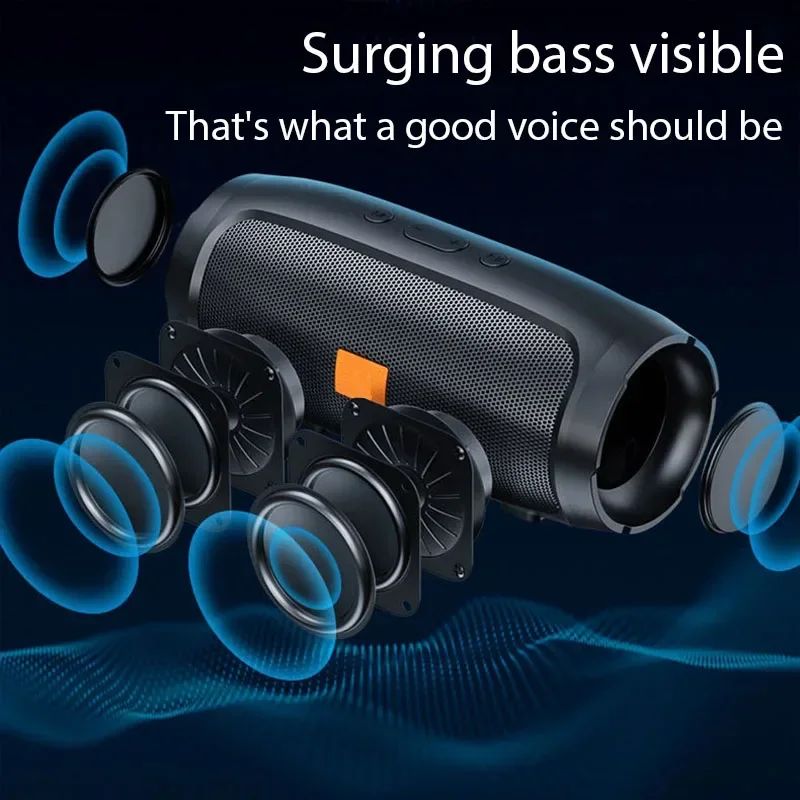 Alto-falantes Bluetooth Portáteis Subwoofer Estéreo Surround Externo Impermeável Caixa de Som Sem Fio Suporte Rádio FM Cartão TF
