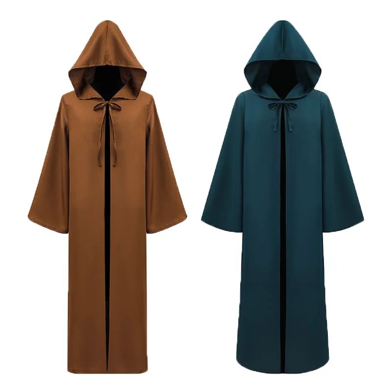 Movie Cosplay Jedi Knight Cosplay Costume Men Women Long Shirt Robe Warrior Hooded Cloak Halloween Party Cosplay Costumes