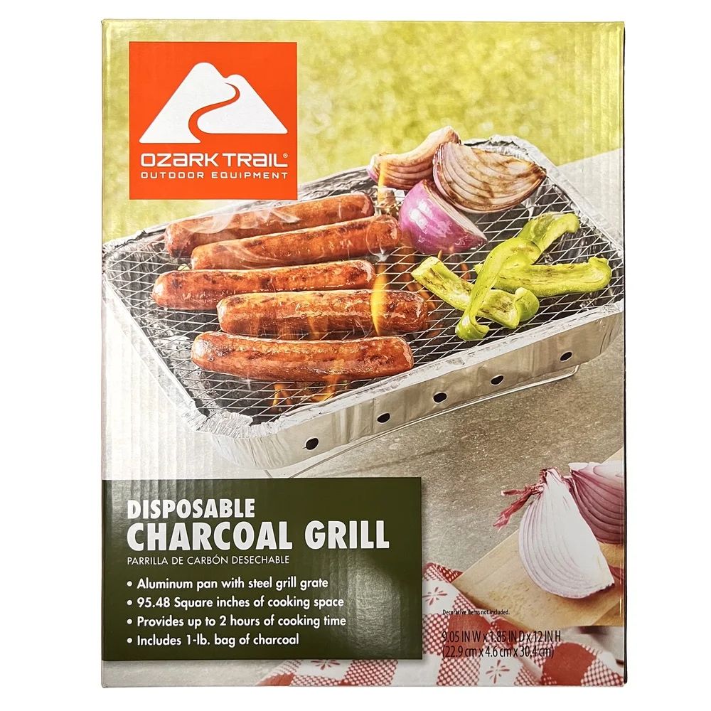 Disposable Instant Charcoal Grill Portable Barbecue Grill 540g Charcoal Easy Clean Ready to Use Car Camping Tailgate Party