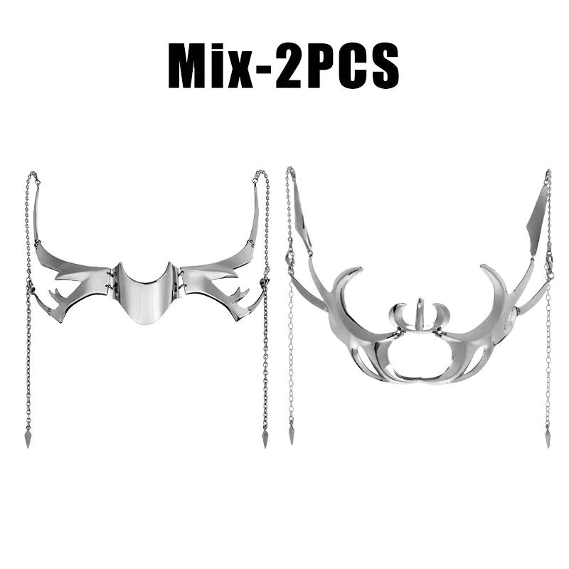 Exaggerate Cyberpunk Luxury Women Mask Fashion Metal Chain Nose Face Ornament Trendy Jewelry Masquerade Accessories Gifts