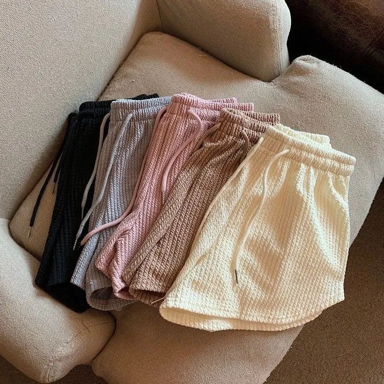 Women Shorts Summer High Elastic Lace Up Drawstring Wide Leg Sweat Short  Shorts for Women  Women Clothing  Womens Shorts
