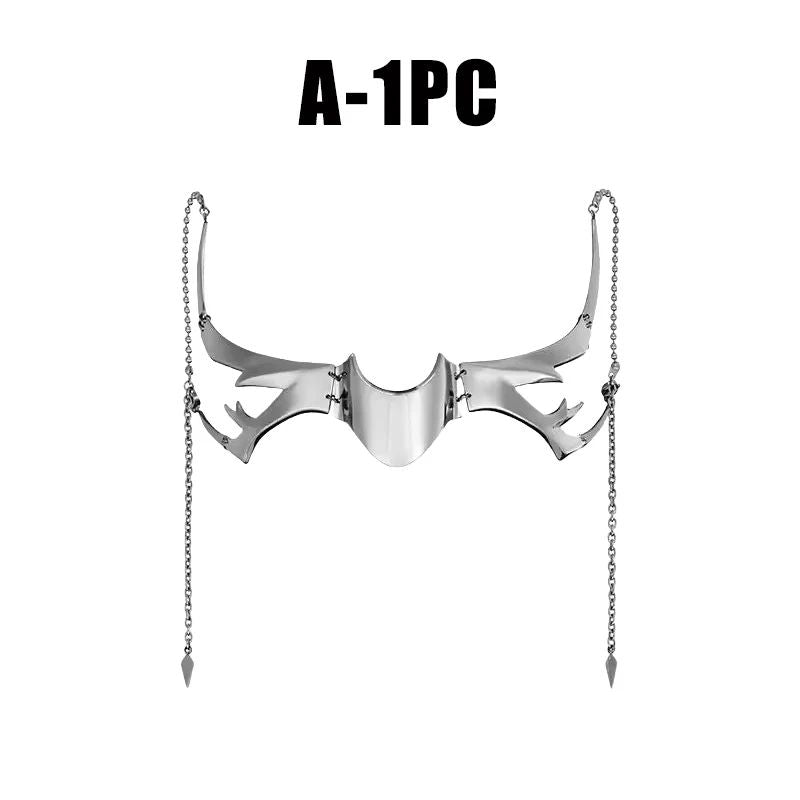 Exaggerate Cyberpunk Luxury Women Mask Fashion Metal Chain Nose Face Ornament Trendy Jewelry Masquerade Accessories Gifts