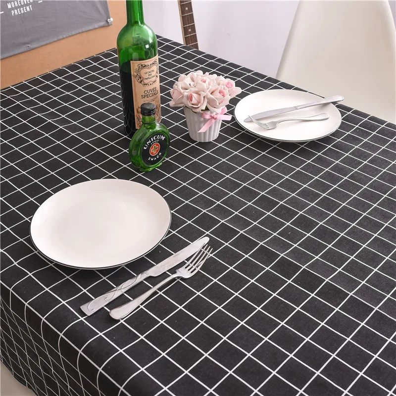Table Cloth for Home Linen Cotton Plaid Stripe Dining Tablecloth Kitchen Decorative Rectangular Coffee Cuisine Party Table Cover
