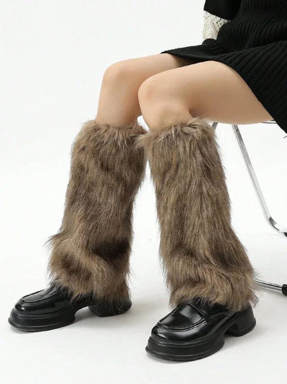 Costume Set Fox Tail Ears Gloves Artificial Fur Boot Covers Cosplay Halloween Prop Adult Women Men Unisex