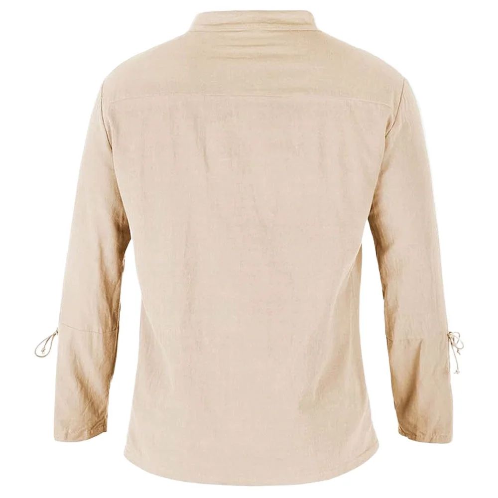 Men's Long Sleeve Shirts Lace Up V-neck Cuff Medieval Pirate Dress Up Streetwear Halloween Gothic Punk Style Men's Clothing