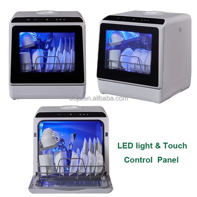 AOJA Portable Mini Dishwasher Compact Countertop Automatic Home Kitchen Appliance Small Space Saving Tabletop Washer Cleaner