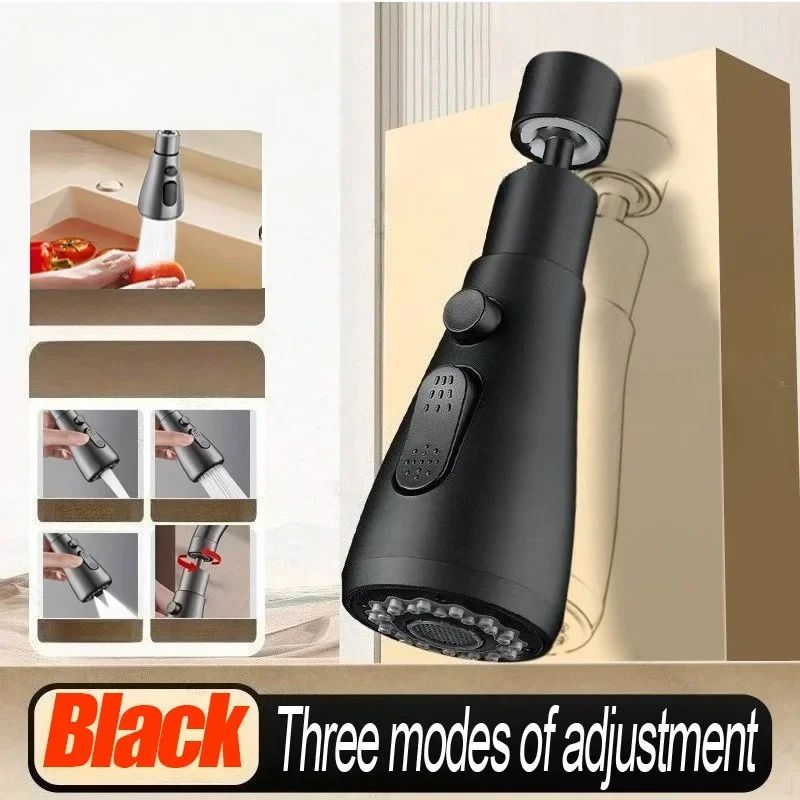 1pc Faucet Extender Metal Alloy,Three Modes,Head Water Saver Home Extended Shower Spray Filter  Faucet Extender  Kitchen