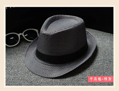 Fashionable Elegant Vintage Unisex Classic Summer Hat with Brim for Men and Women in Black, White, Red, Panama Top Jazz Beach Fe