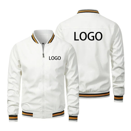 Custom Windproof Jacket Men Personalized Logo Printed Zipper Motorcycle Outdoor Sportswear Casual Fashion Coat