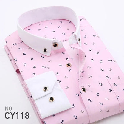 Quality Plaid Casual Men's Shirt Slim Fit Formal & Business Party Man Spring Long Sleeve New Men Floral for Mens Dress Shirt