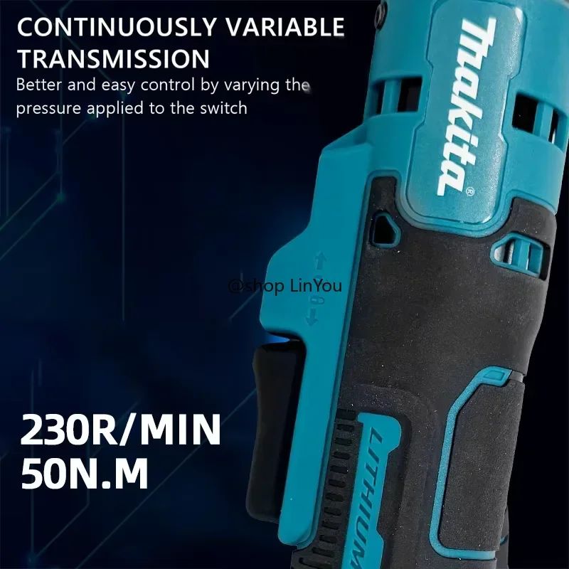Chave de Catraca Angular Makita 18V Brushless Chave de Impacto sem Fio Multifuncional Velocidade Variável Chave de Força LED Ferramentas Elétricas