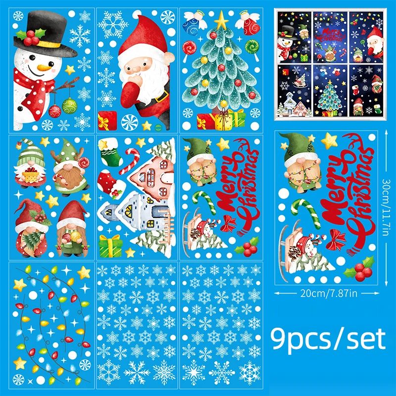 Christmas Gingerbread Man & Candy Cane Window Stickers - Sweet Holiday Decals for Bedroom Living Room Glass Holiday Home Decor