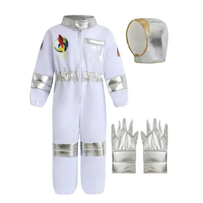 Children Astronaut Suit Space Costume Halloween Cosplay Party Outfit for Boys Girls School Performance Wear with Hat and Gloves