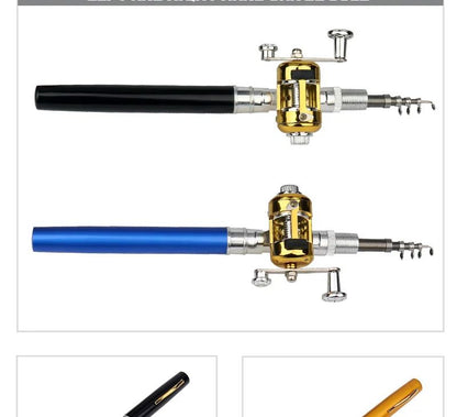 Fishing Rod Reel Combo Set Mini Telescopic Pocket Pen Fishing Rod Pole + Reel