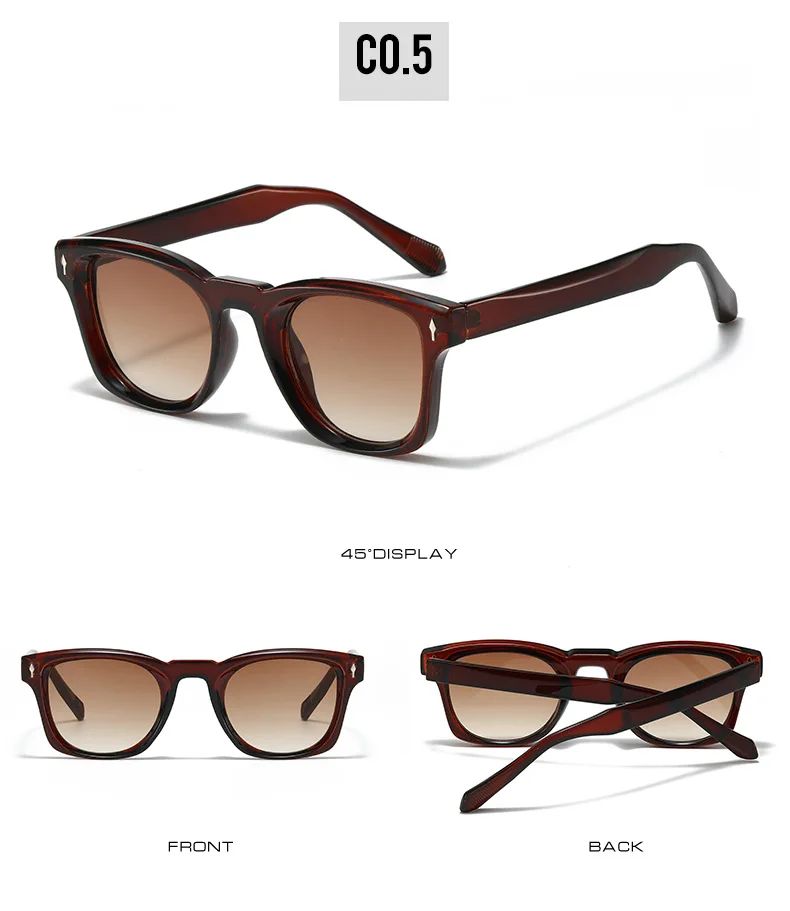 JNPCXI Retro Rivets Square Sunglasses Women Fashion Gradient Shades UV400 Men Green Black Sun Glasses