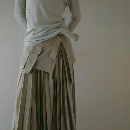 Spring Summer Vintage Japanese Casual Skirts Women Three-dimensional Two-piece Skirt High Waist All-match Pleated Faldas Mujer