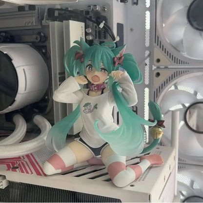 2026 ** 12cm Anime Hatsune Miku Action Figure with Cat Ear Long Sleeve Clothes PVC Model Toy for Children Gift Collectible