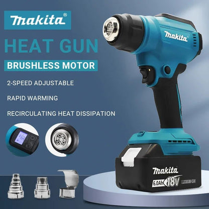 Soprador Térmico a Bateria Makita 18V com Controle de Temperatura de 550°C, Pistola de Ar Quente Portátil com Display LED, para Soldagem, Novo?