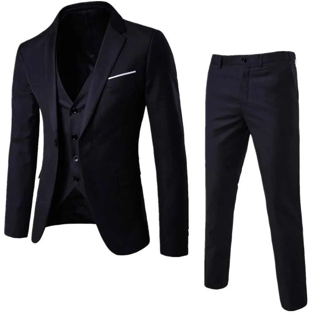 Groom Wedding Suit Set - Men's Formal Tuxedo with Premium Black Three-Piece