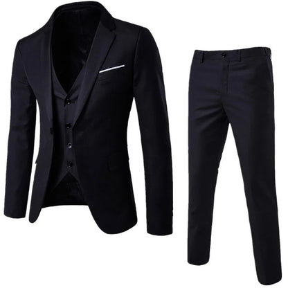 Groom Wedding Suit Set - Men's Formal Tuxedo with Premium Black Three-Piece