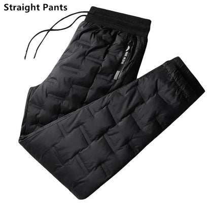 Calças Masculinas de Pena de Pato para Exterior, Acolchoadas, Inverno, 8GG, 7GG, 6GG, Jogger, Quente, Impermeável, Térmica, Tamanhos Grandes, Roupas Resistentes ao Frio
