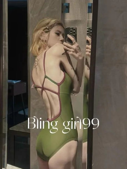 Bikini Set Speed Competition Swimsuit White Enhancing Professional Sport Double Layer with Chest Pad New Summer Style