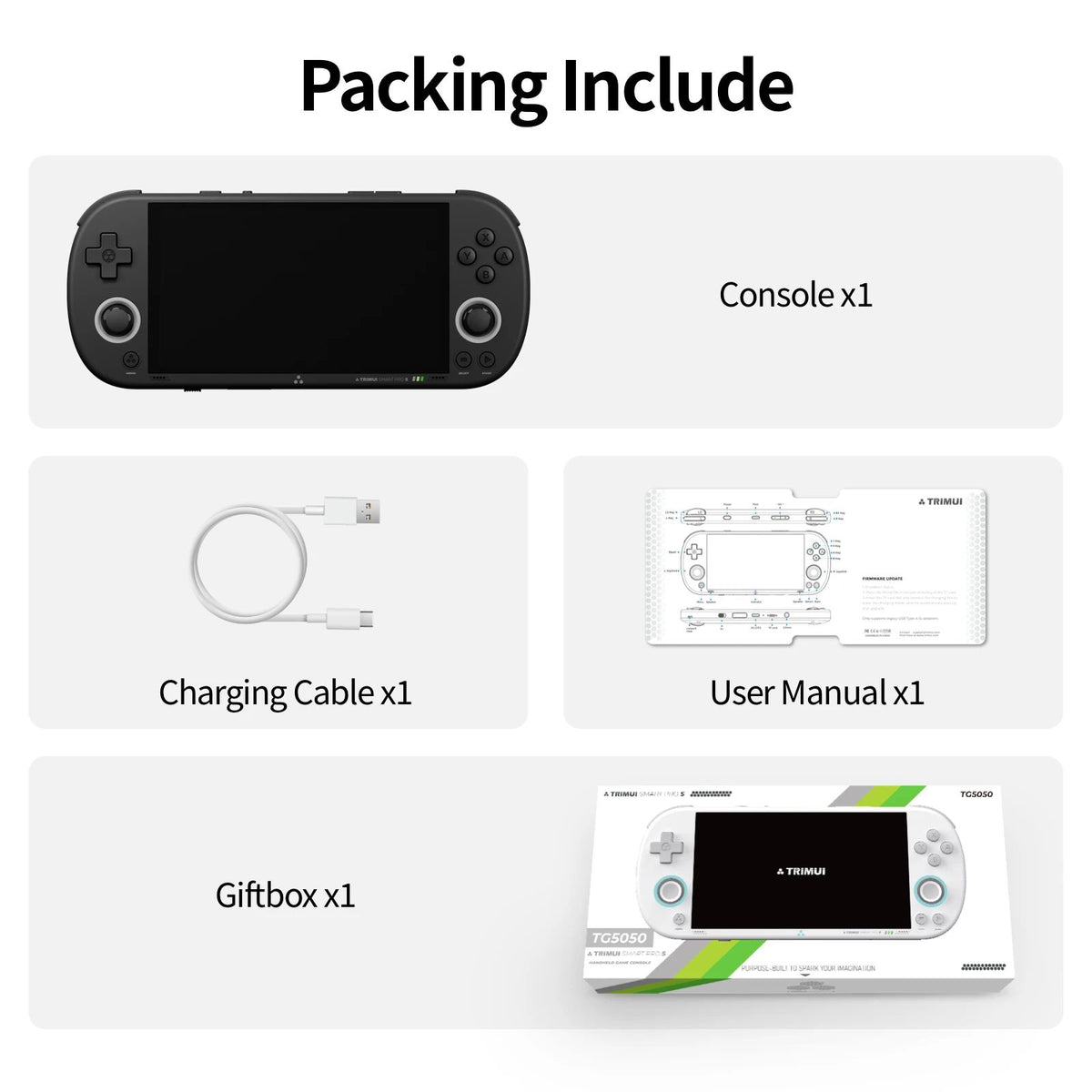 Trimui Smart Pro S Handheld Game Console 4.96'' IPS Screen Linux System Joystick RGB Lighting Retro Video Game Smartpros Gifts