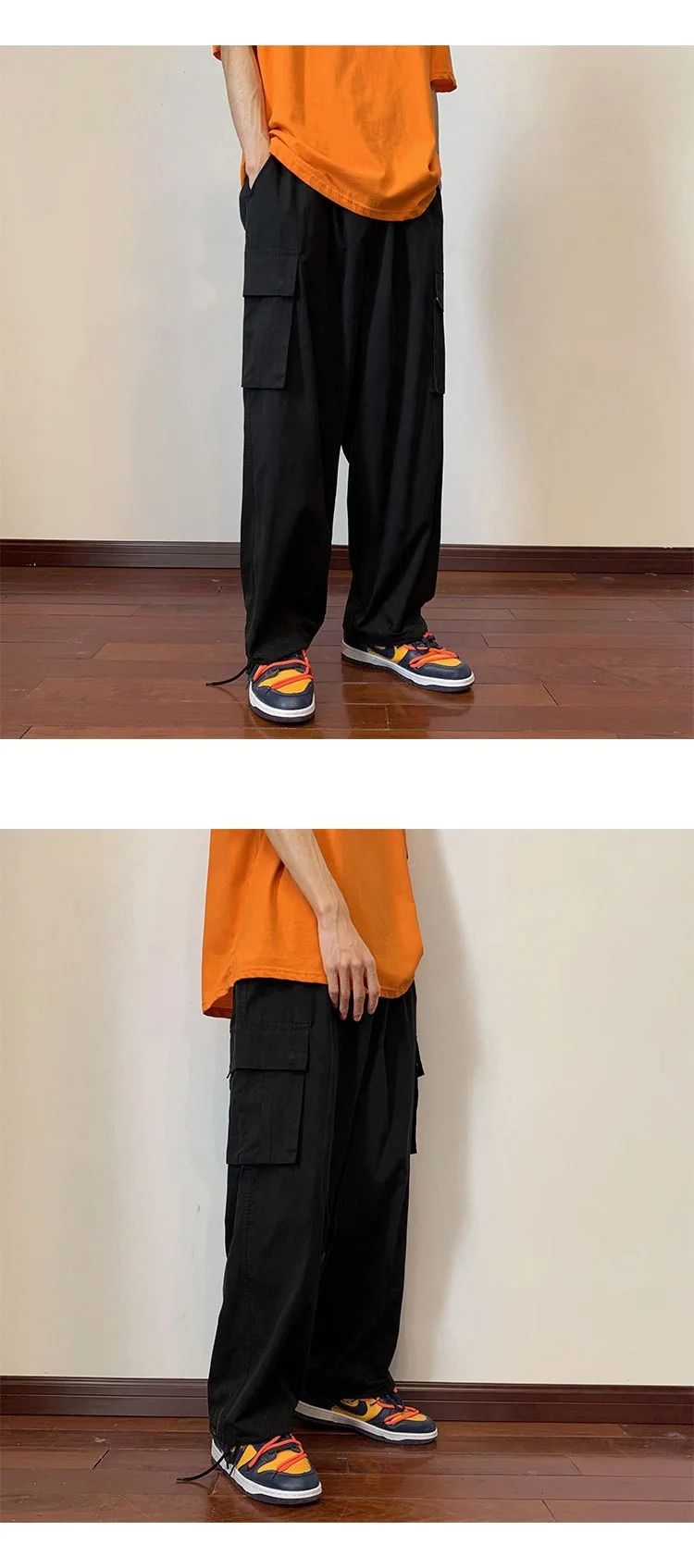 Military Green Amei Kao Men's Cargo Pants Summer Japanese Style Oversize Vintage Heavy Straight-leg Casual Pants