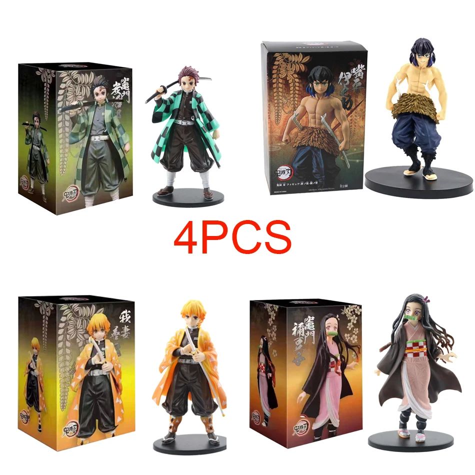 Anime Demon Slayer Figure Kamado Tanjirou Nezuko Action Figures PVC Model Toys Zenitsu Figurine Inosuke Kimetsu No Yaiba Figura
