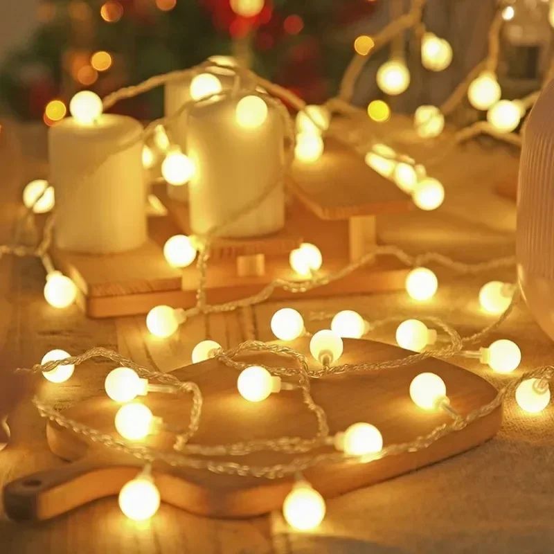 10/20/40/80/100LED Small White Ball String Lights USB/ Battery-powered Wreath Bedroom Wedding Camping Tent Christmas Decoration