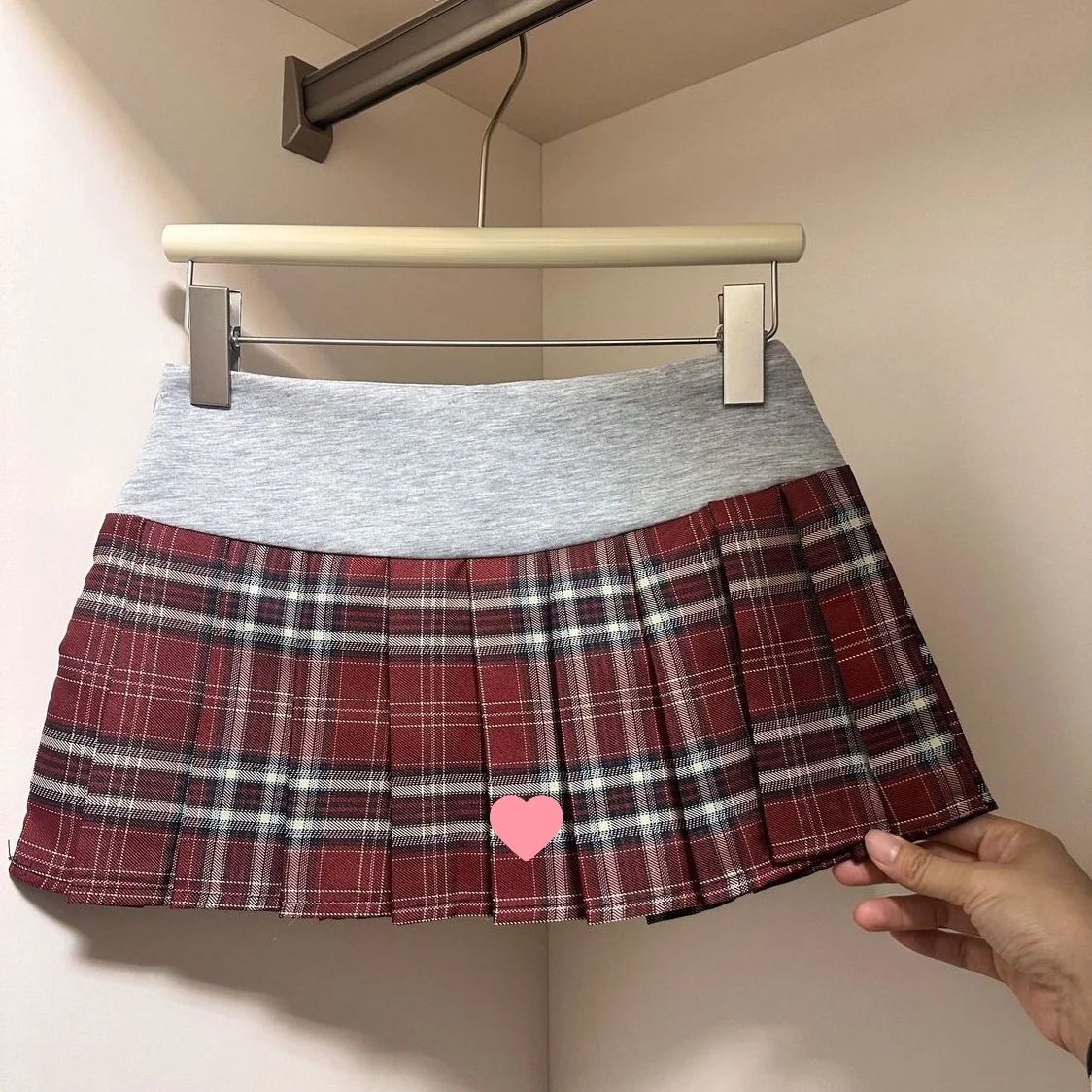American Retro Spicy Girl Plaid Half Skirt Women Summer New Embroidery Patchwork Fashion High Waist Pleated Short Skirt