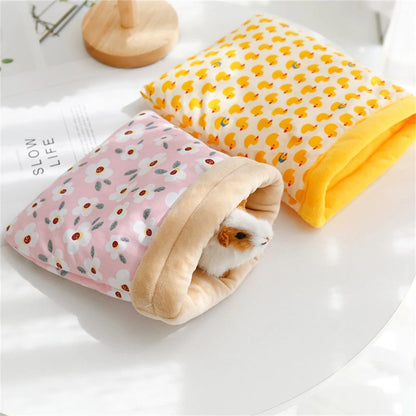 Saco de Dormir para Porquinho da Índia com Estampa de Flor e Papai Noel, de Algodão Macio, Gaiola para Ouriço e Rato, Casa de Descanso para Animais de Estimação, Barraca, Acessórios para Hamster