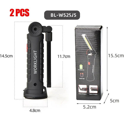 Rechargeable Camping LED Flashlight Work Light with Magnet and Hook IP64 Waterproof 5 Lighting Modes Suitable for Night Work