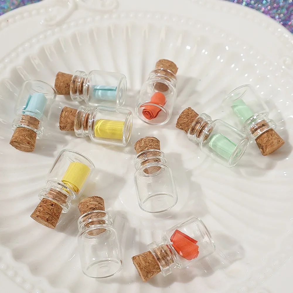 20/10PCS Cork Stopper Glass Bottles DIY Birthday Gift Transparent Empty Message Wishing Bottle Christmas Wedding Party Decor