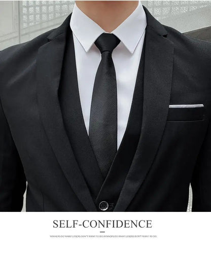 Suit S-7XL (Blazer+ Waistcoat + Trousers) Men's Fashion Business Dinner Gentleman Slim British-style Evening Dress Group Suit
