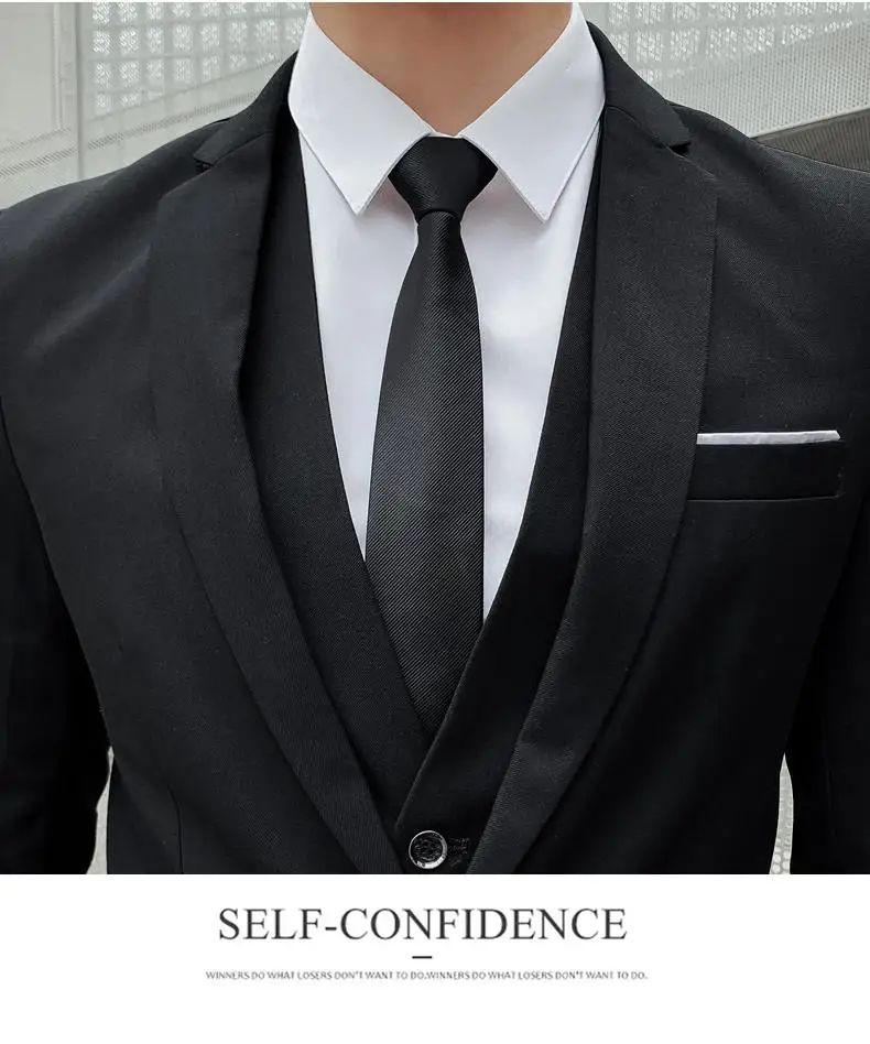 Suit S-7XL (Blazer+ Waistcoat + Trousers) Men's Fashion Business Dinner Gentleman Slim British-style Evening Dress Group Suit