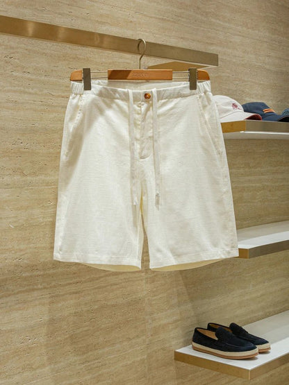 Ramie cotton blend comfortable and breathable summer drawstring casual linen shorts