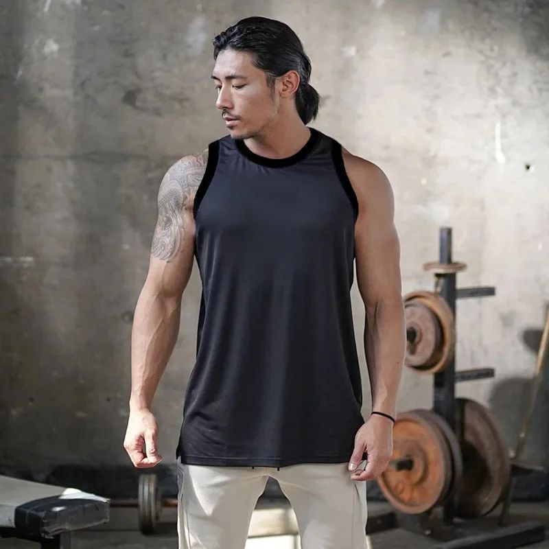 Plain Mens Bodybuilding Sleeveless Casual Shirts Gym Fitness Workout Muscle Tank Tops Summer Mesh Breathable Quick Dry Singlets