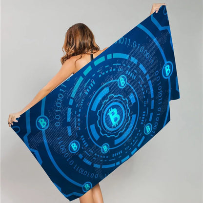 Bitcoin Evolution Of Money Beach Towel Cartoon Cute Summer Kids Large Bath Pool Beach Towel Microfiber Absorbent