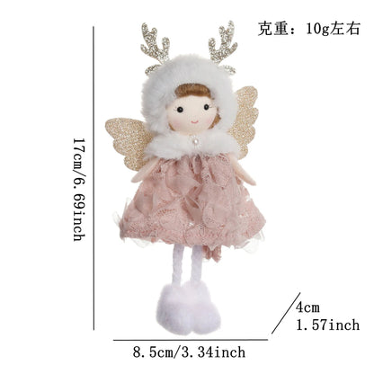 Christmas plush antlers angel girl pendant Christmas tree pendant creative doll pendant gift