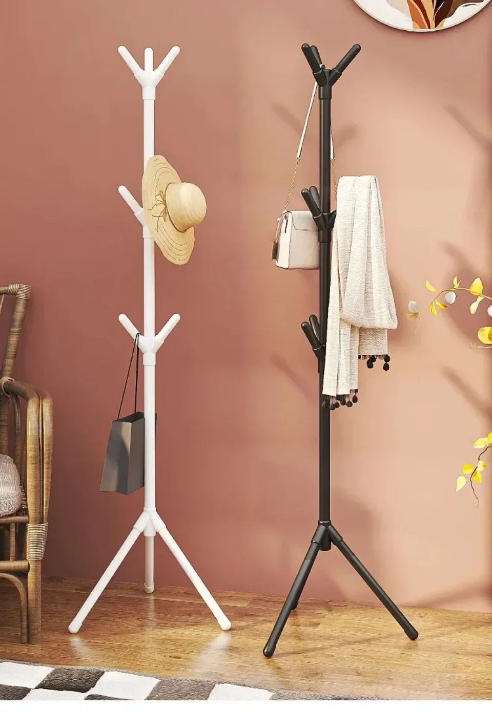 Clothes and Hats Rack Floor To Floor Bedroom Coat Hook Bedroom Vertical Tree Branch Shape Holder Hat Scarf Handbag Storage Hange