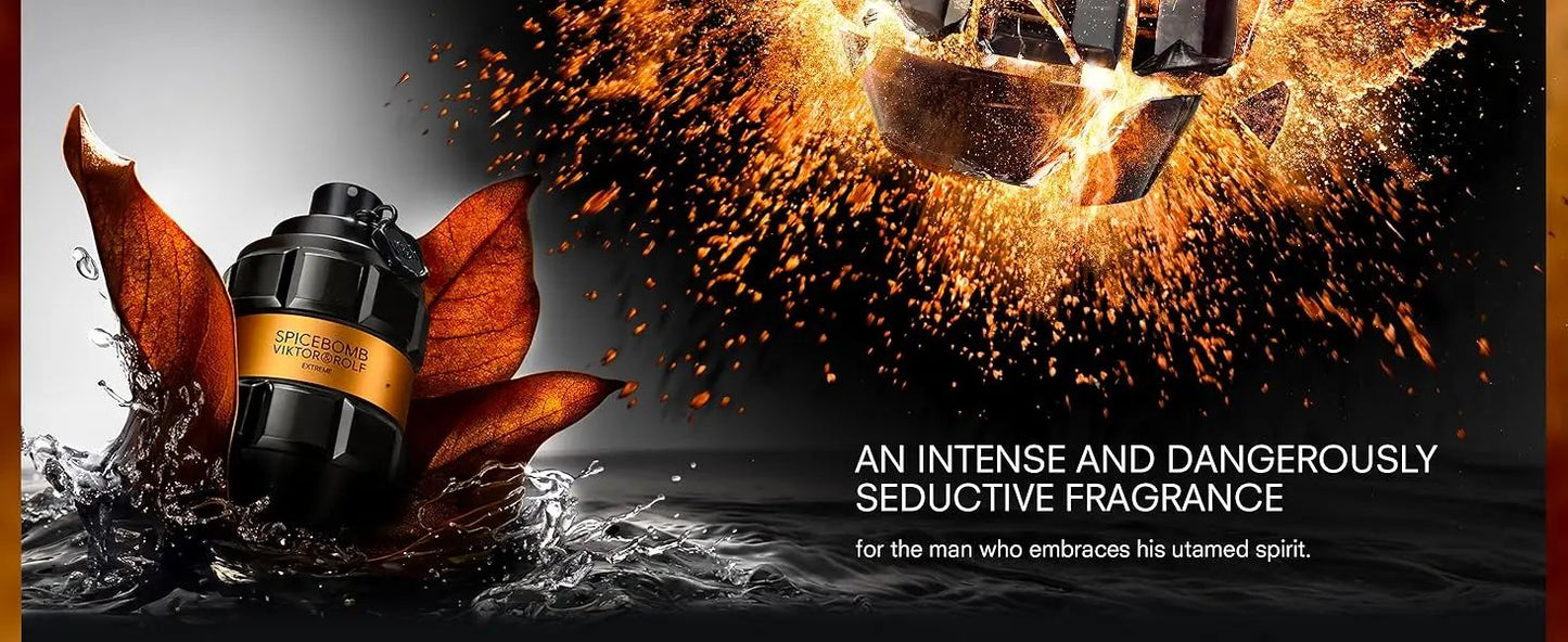 Spicebomb Extreme by Viktor & Rolf 3.04 oz EDP Cologne for Men Series Eau de Parfum Notes of Bergamot Citrus 4Style for choose
